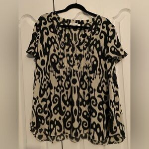 Rose & Olive Black and Cream Abstract Blouse